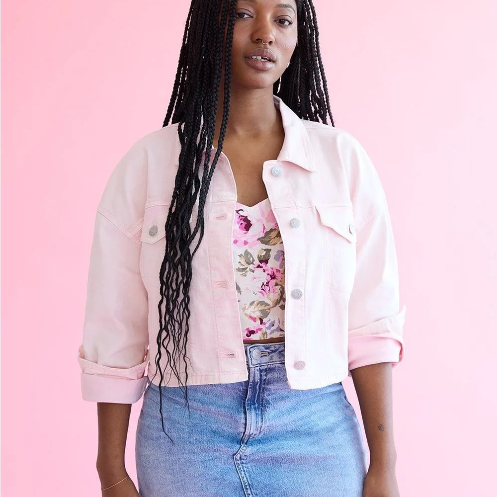 Pink cropped Jean jacket